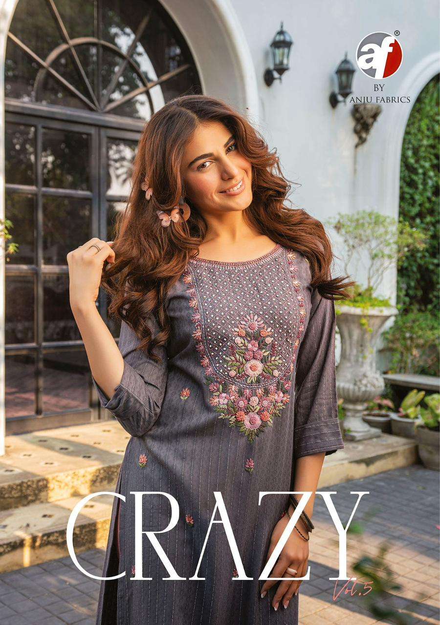 crazy vol 5 by anju fab designer heavy knot work kurti 