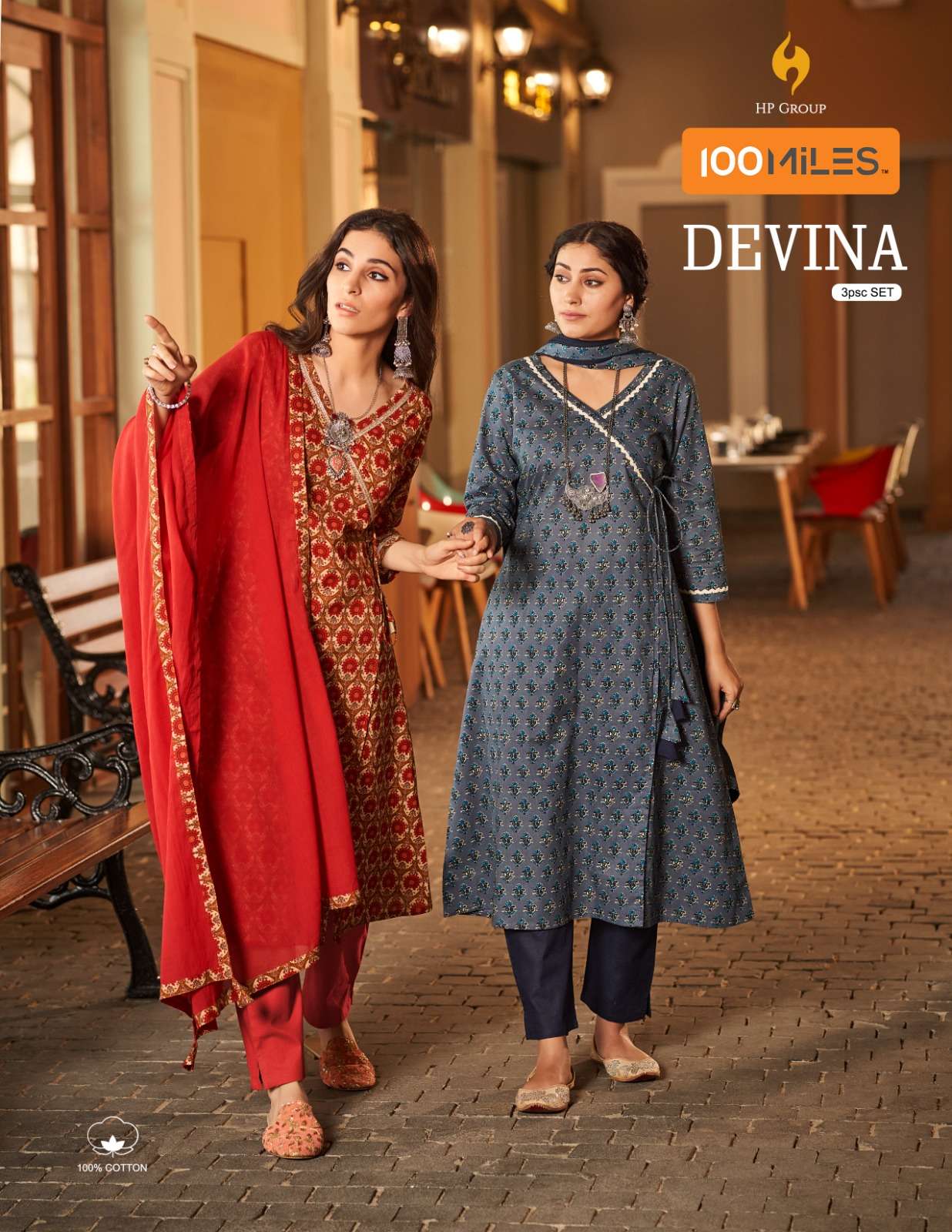 devina by 100 miles readymade angrakha style kurti with pant and dupatta