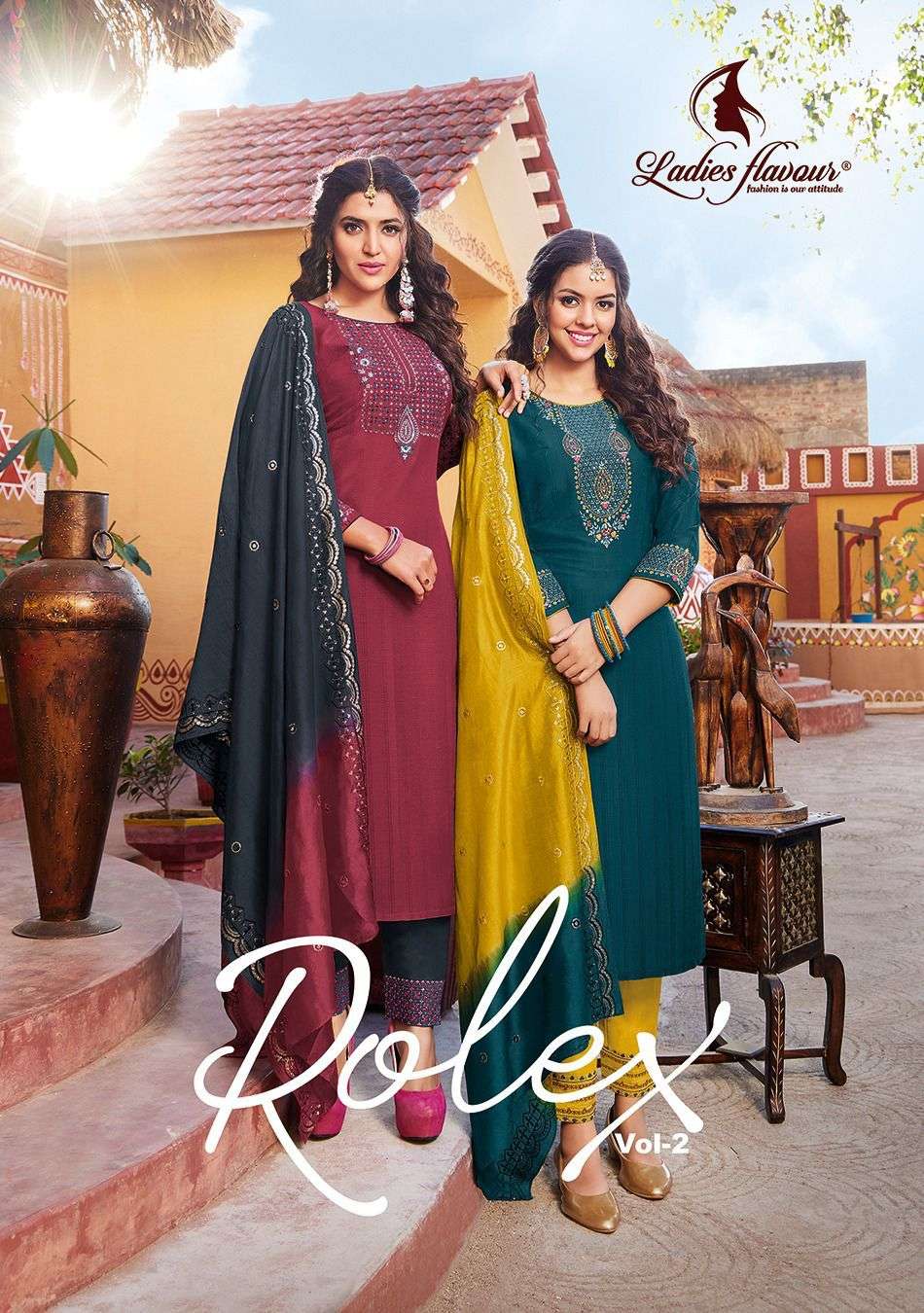 ladies flavour launch rolex vol 2 sequence work kurti with pant and dupatta 