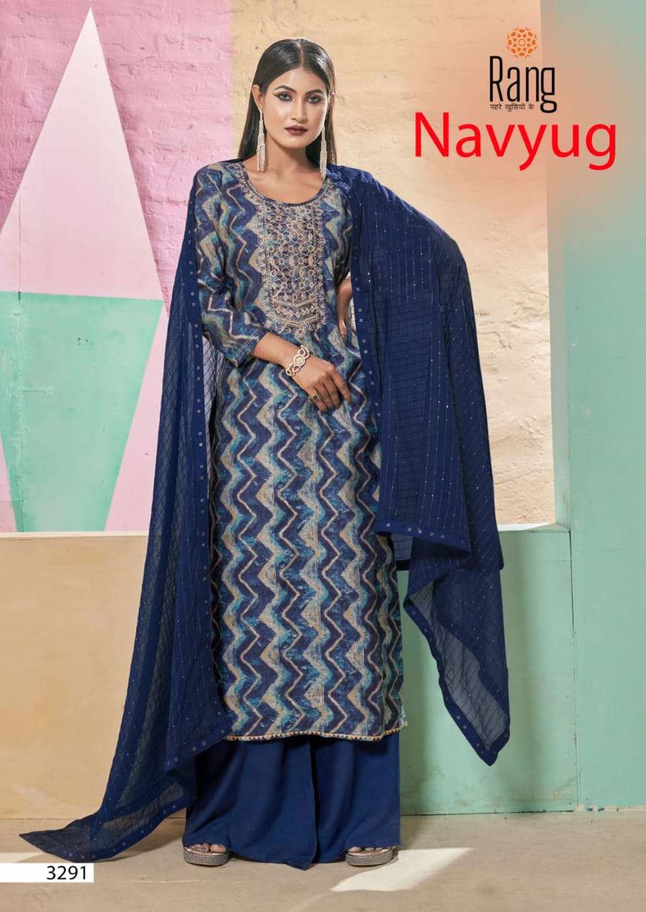 navyug by rang sequence foil print unstitch palazo salwar kameez 