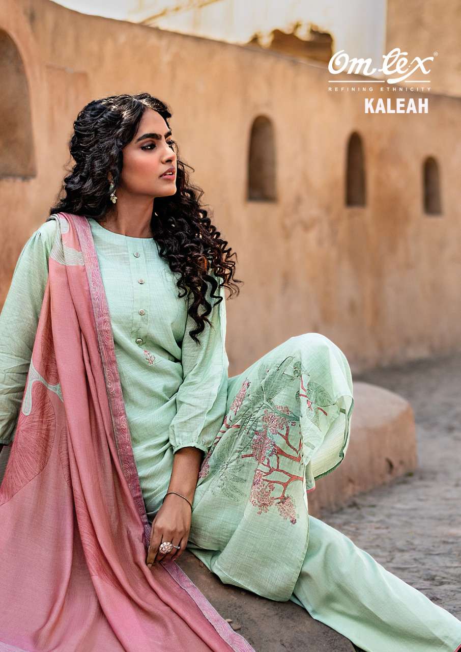 omtex present kaleha designer handwork with print salwar kameez material 