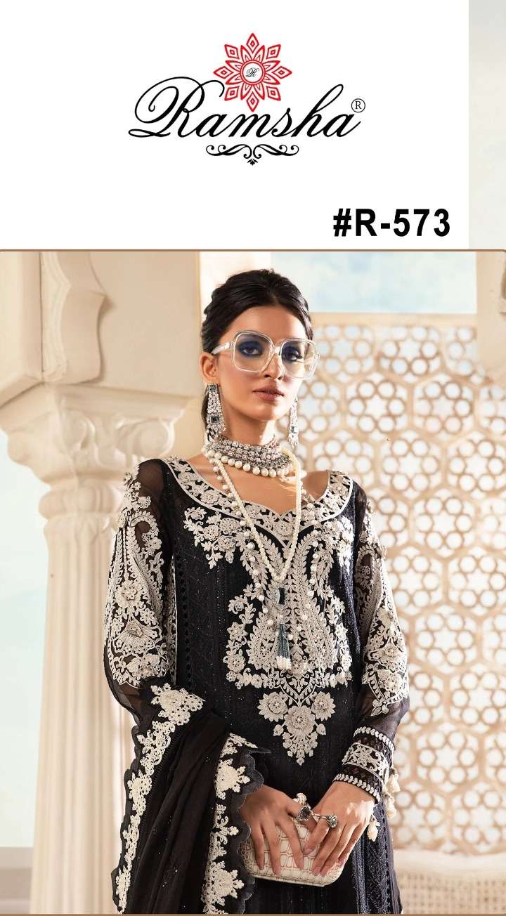 ramsha 573 heavy embroidered single pakistani suit 