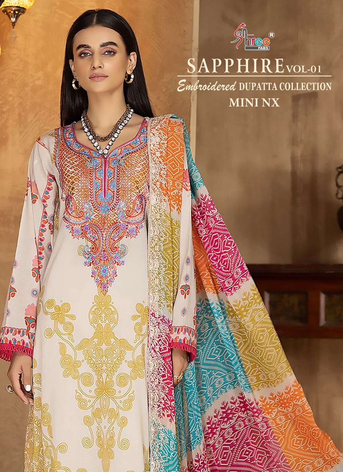 sapphire embroidered dupatta collection vol 1 mini nx by shree fabs amazing pakistani suit 