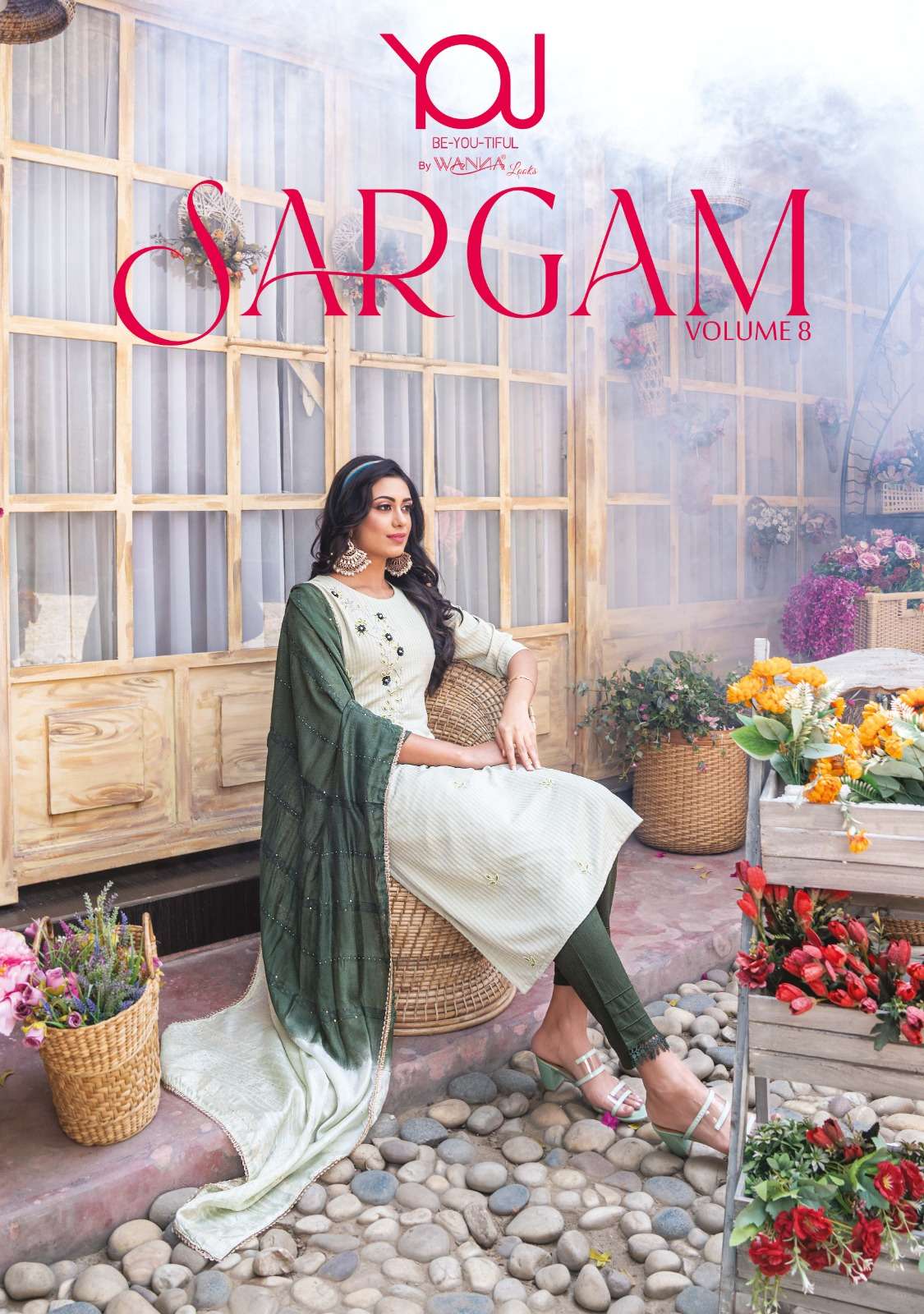 sargam vol 8 by wanna fancy kurti with pant and dupatta 3psc set 