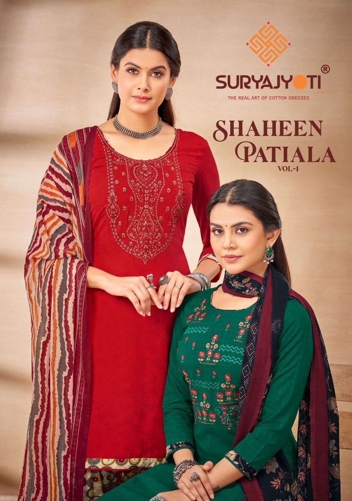 shaheen patiala vol 1 by suryajyoti fine neck embroidered salwar kameez wholesaler