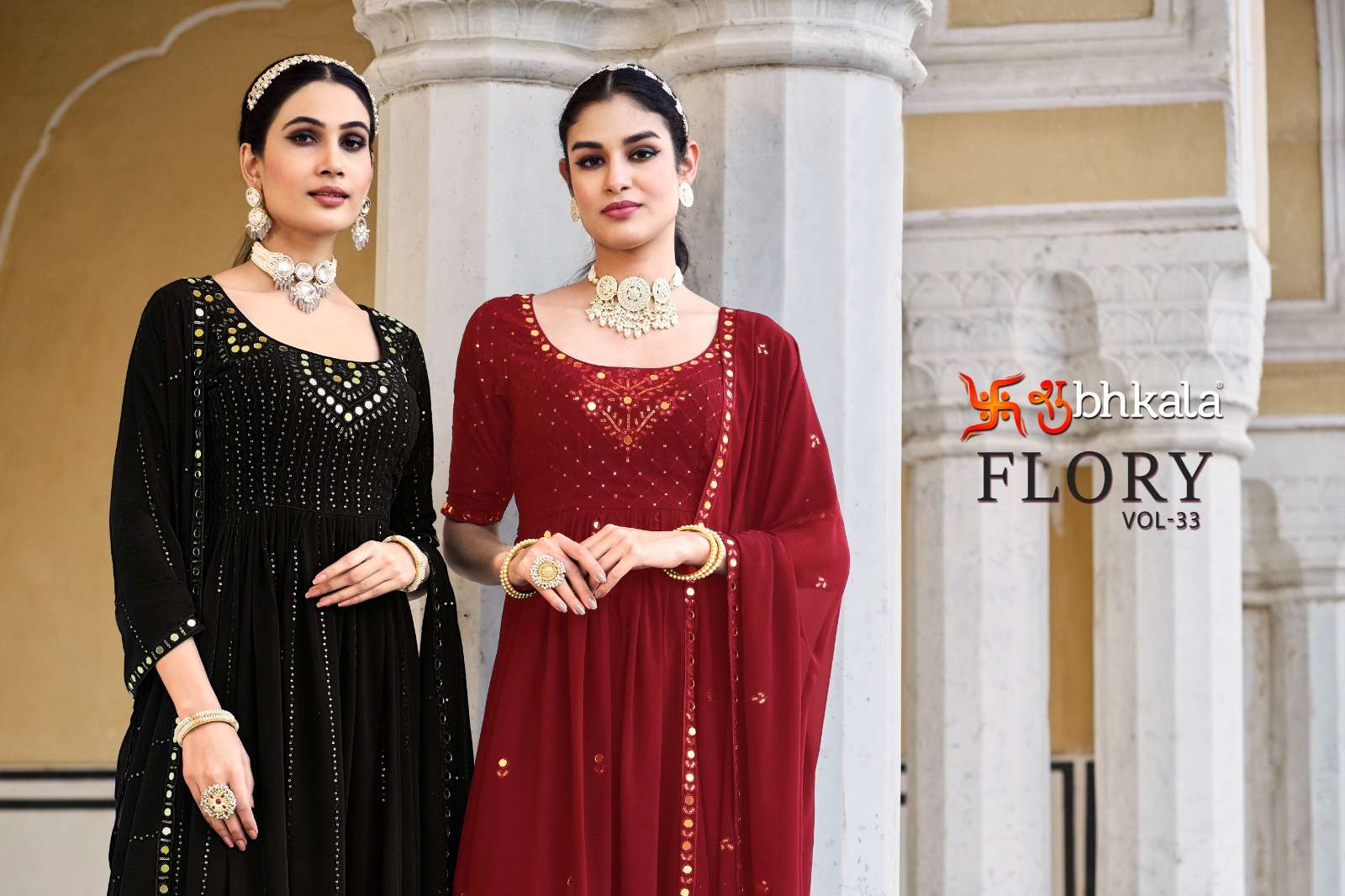 shubhkala flory vol 33 ready to wear designer kurti with plazo and dupatta