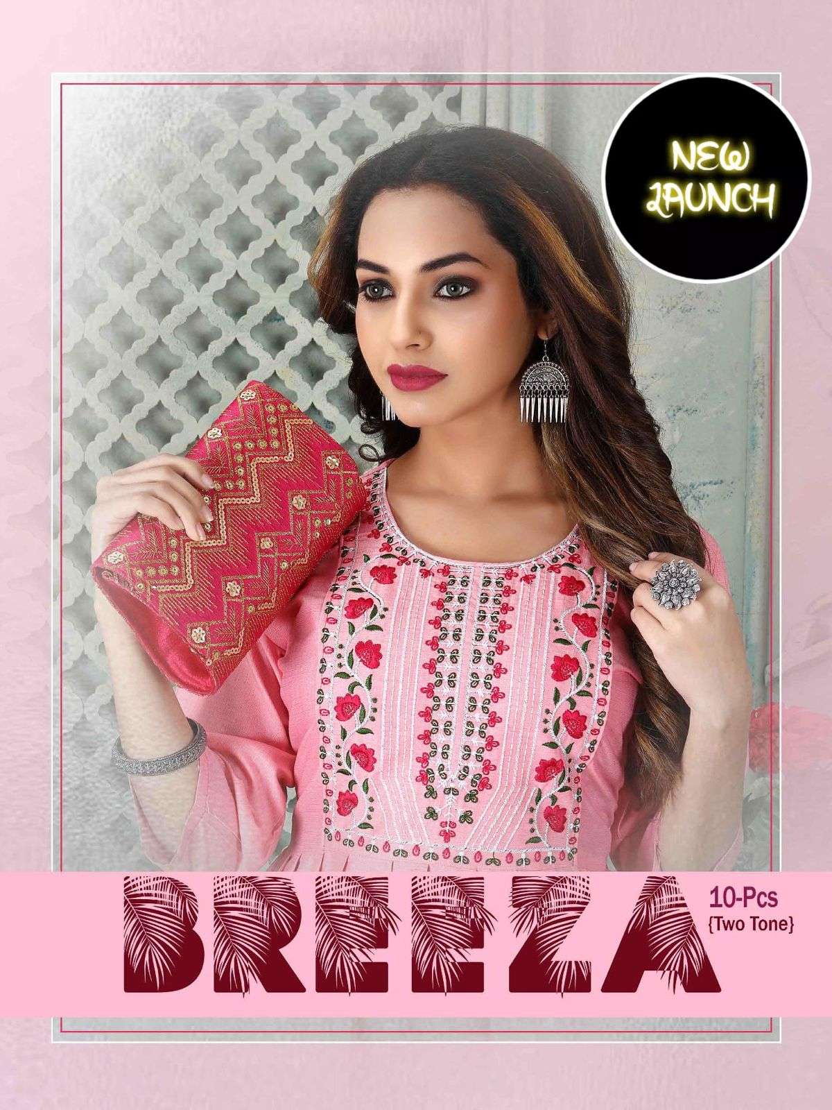 TRENDY BREEZA Rayon Two Tone Embroidered Work KURTI CATLOG WHOLESALER BEST RATE