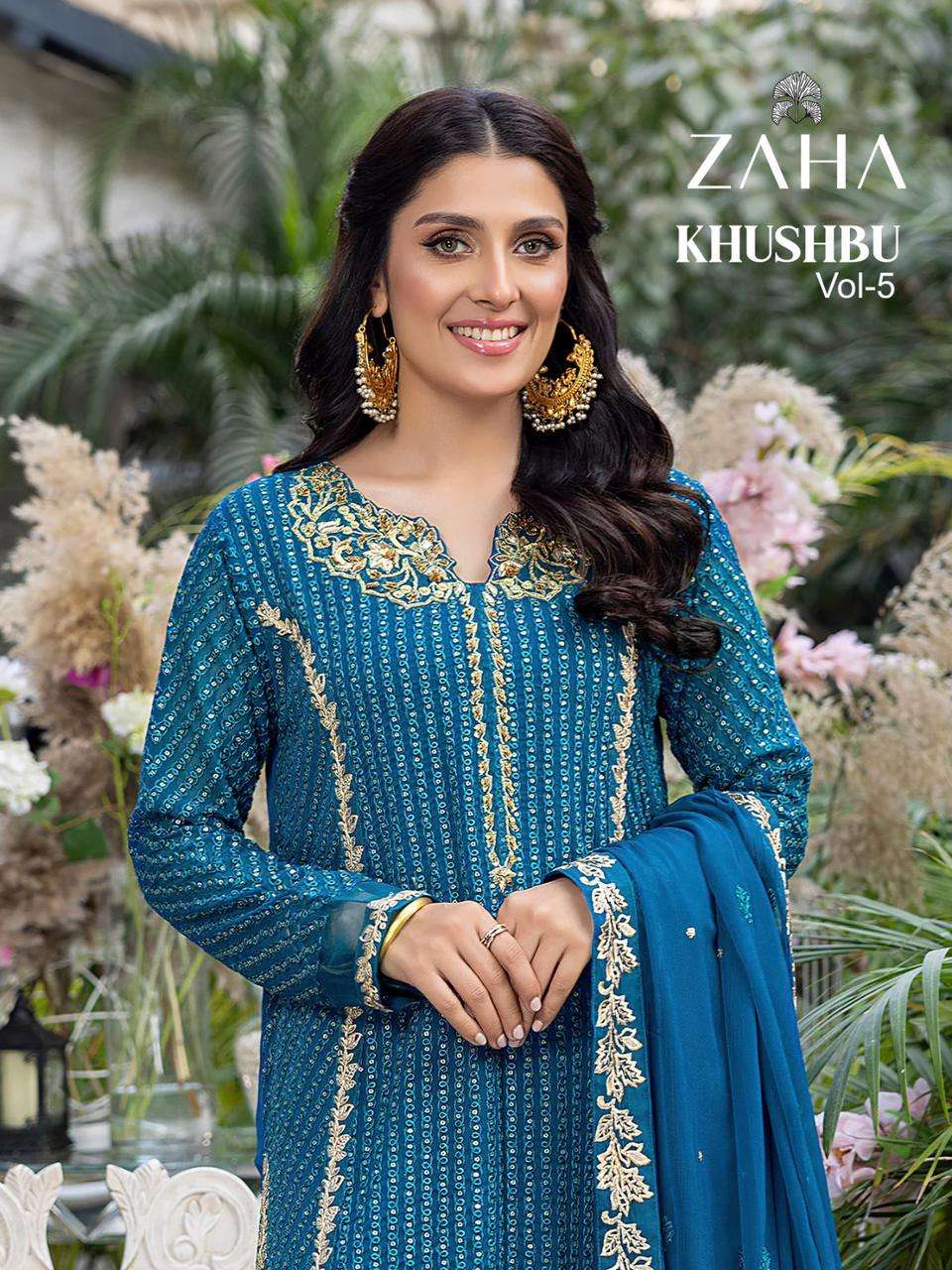 zaha khushbu vol 5 designer function wear pakistani suit 