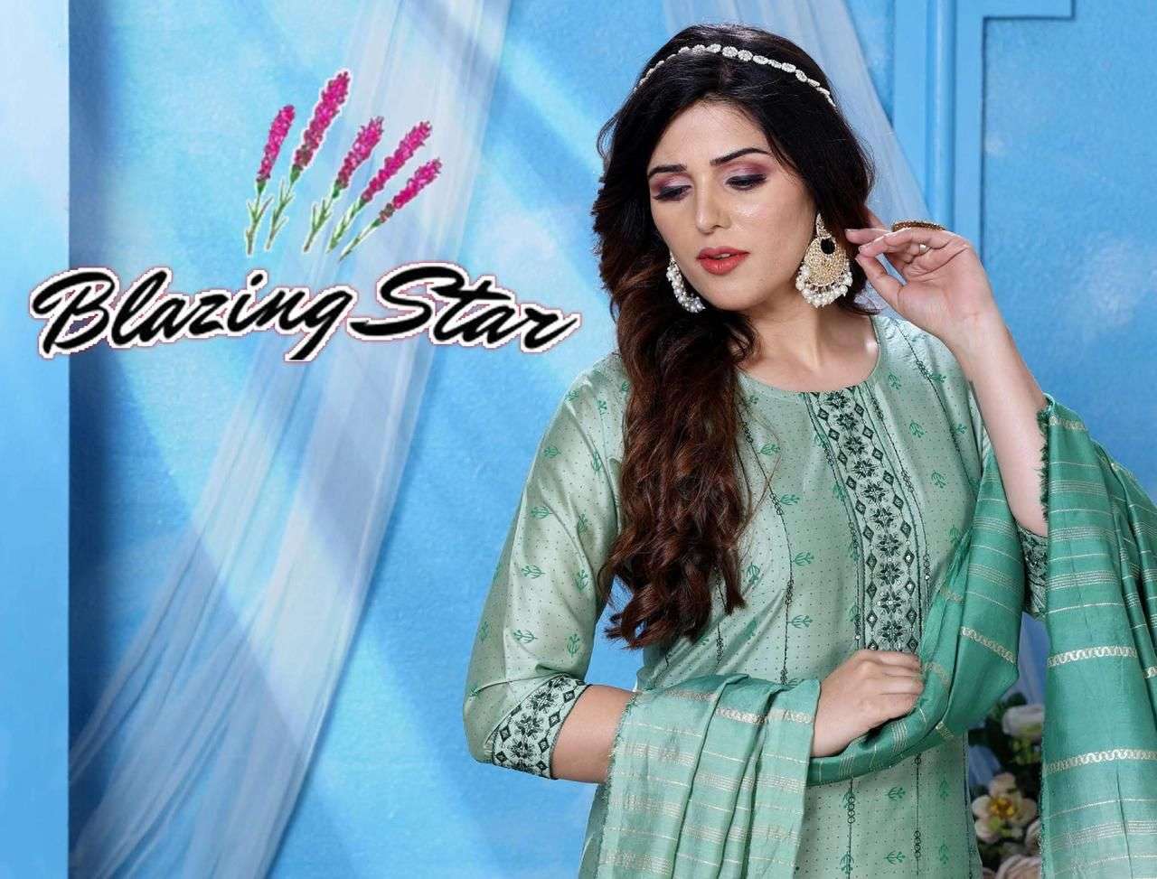 BEAUTY QUEEN BLAZING STAR Heavy Chanderi Silk READYMADE SUIT CATALOG WHOLESALER BEST RATE