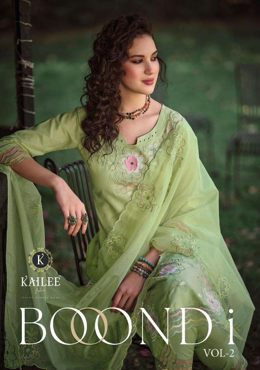 boondi vol 2 by kailee fashion designer flower handwork kurti with pant and dupatta