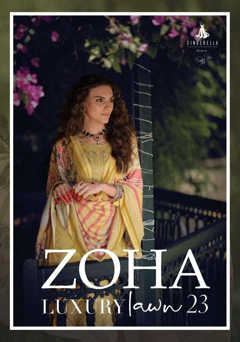 cinderella zoha luxury lawn 23 heavy embroidered work salwar kameez material 