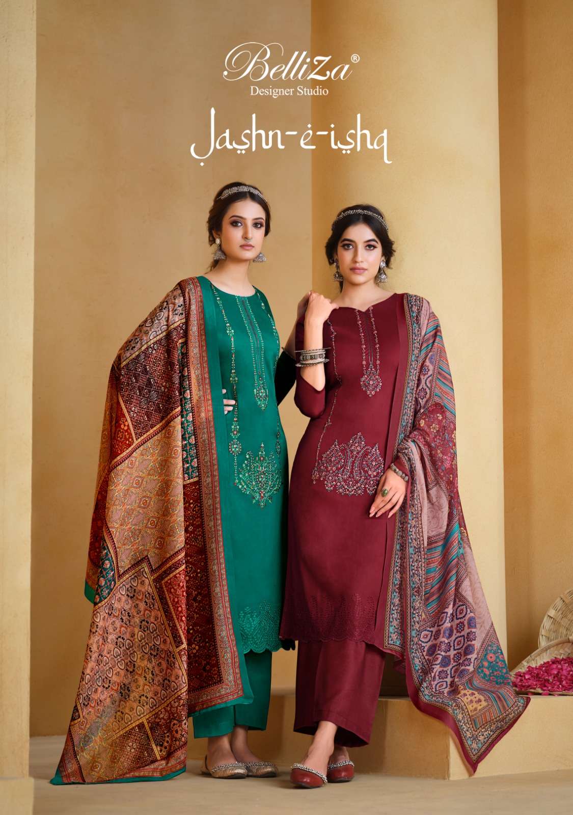 jashn e ishq by belliza designer work festive wear pakistani salwar kameez material