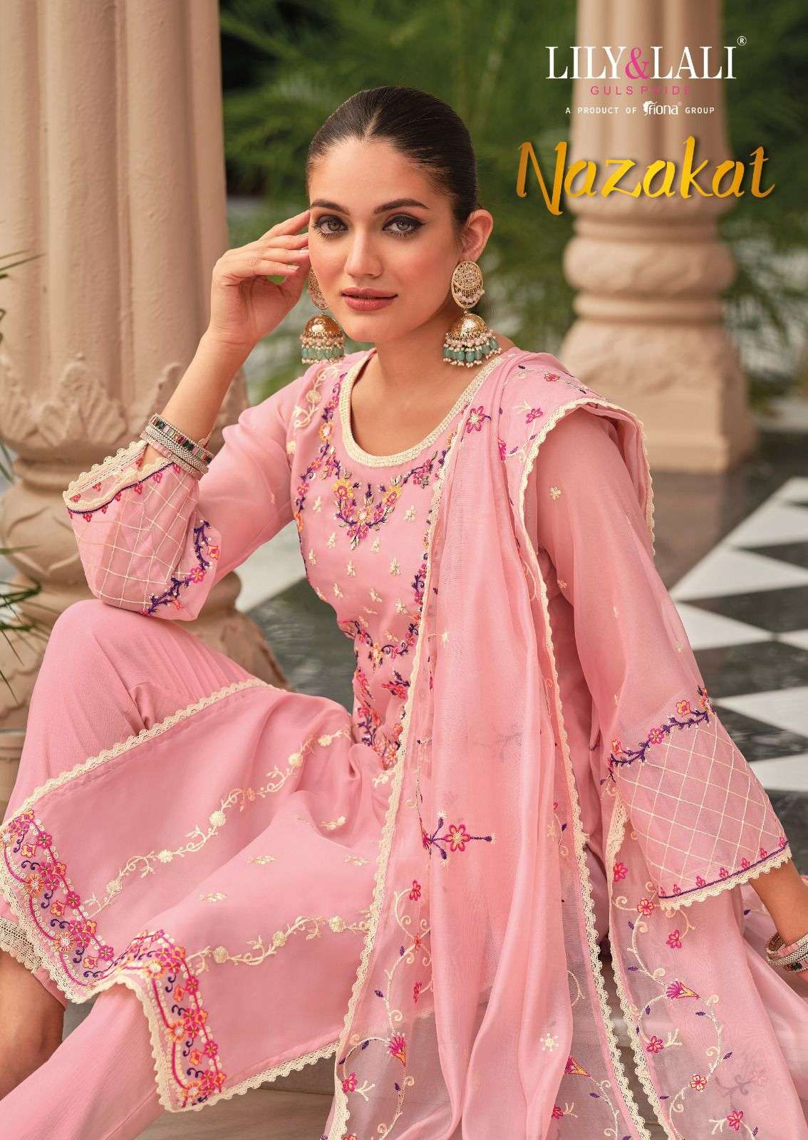 lily & lali nazakat exclusive pakistani designer kurti with pant and dupatta