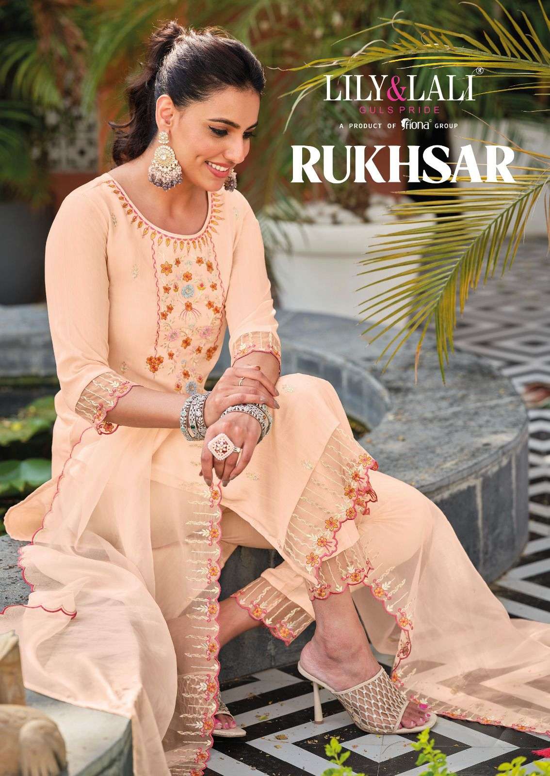 lily & lali rukhsar embroidered handwork adorable kurti with pant and dupatta