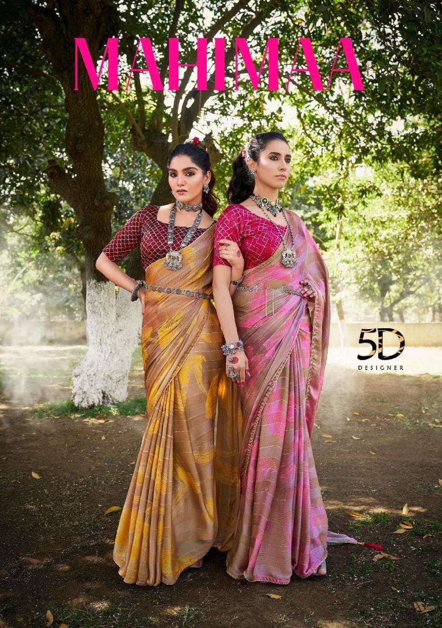 mahimaa by 5d designer zari print designer amazing saree collection 