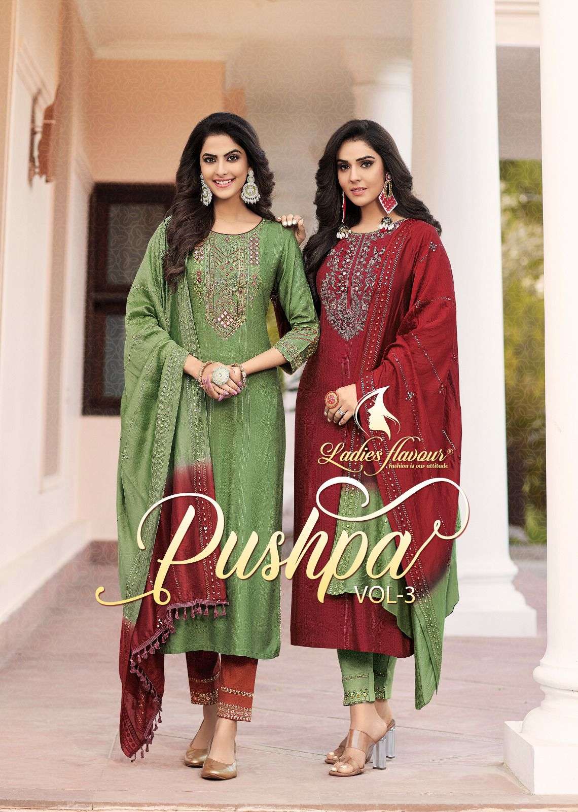 pushpa vol 3 by ladies flavour amazing function wear readymade designer salwar kameez