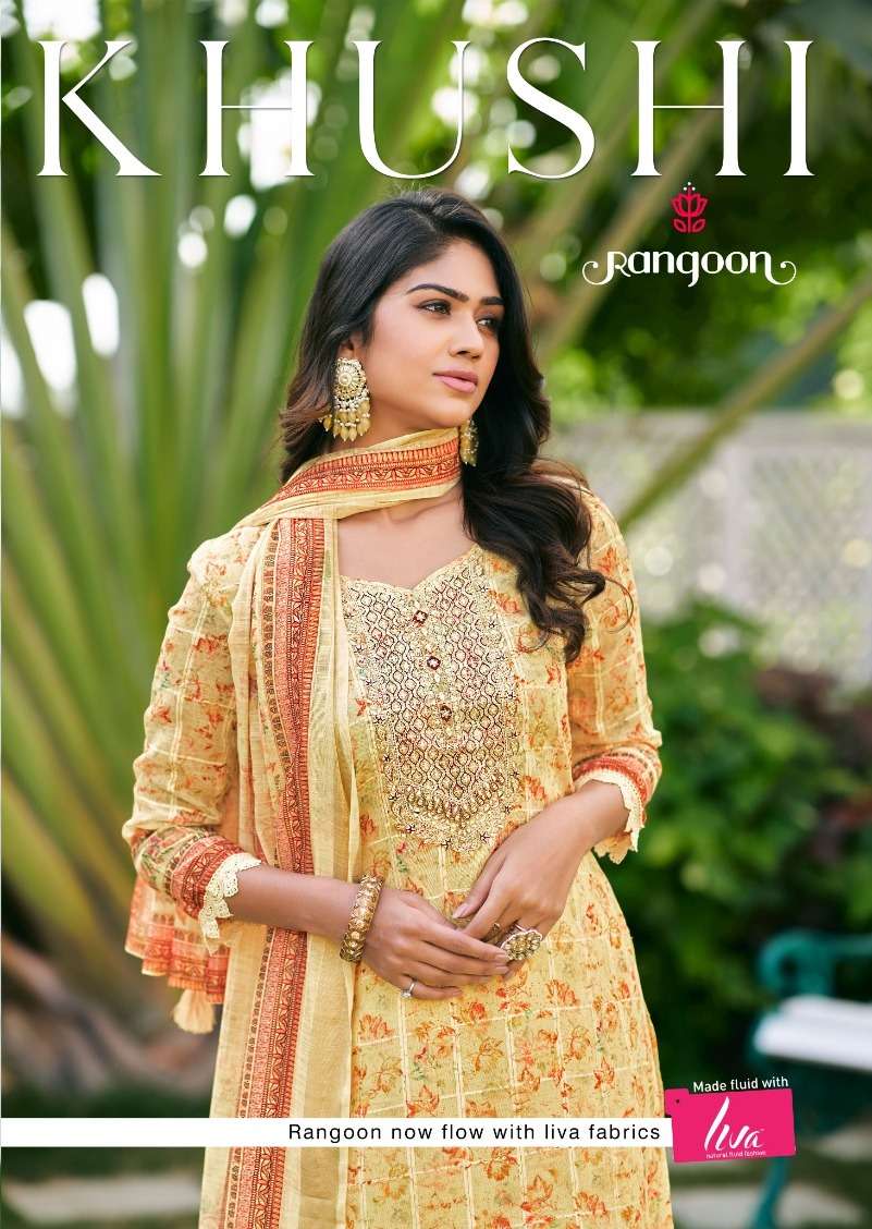 rangoon present khushi outstanding work kurti with pant and dupatta