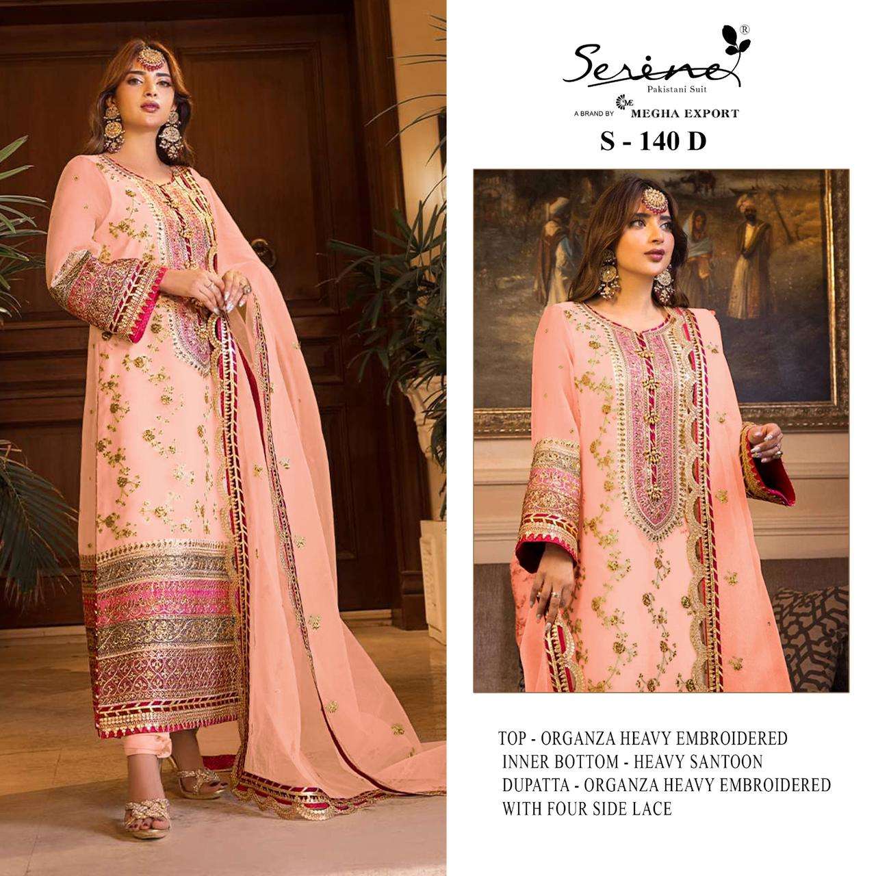 serine 140 megha export heavy embroidered pakistani salwar kameez material 