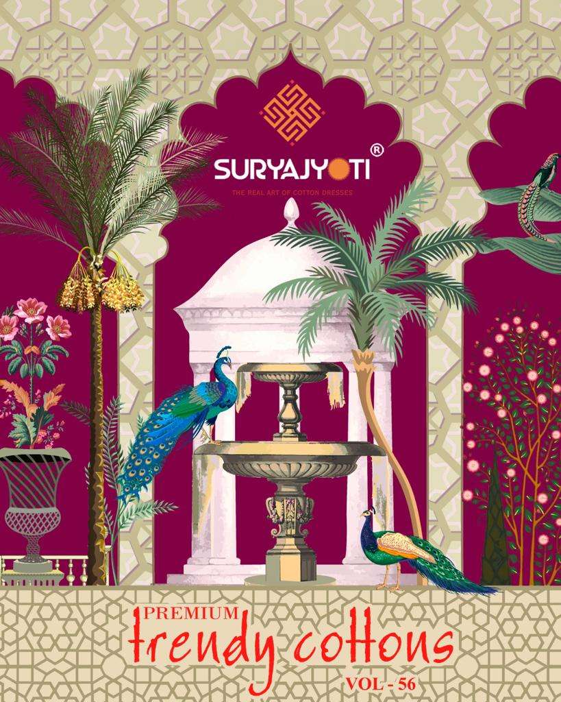 suryajyoti present trendy cotton vol 56 adorable printed salwar kameez material 