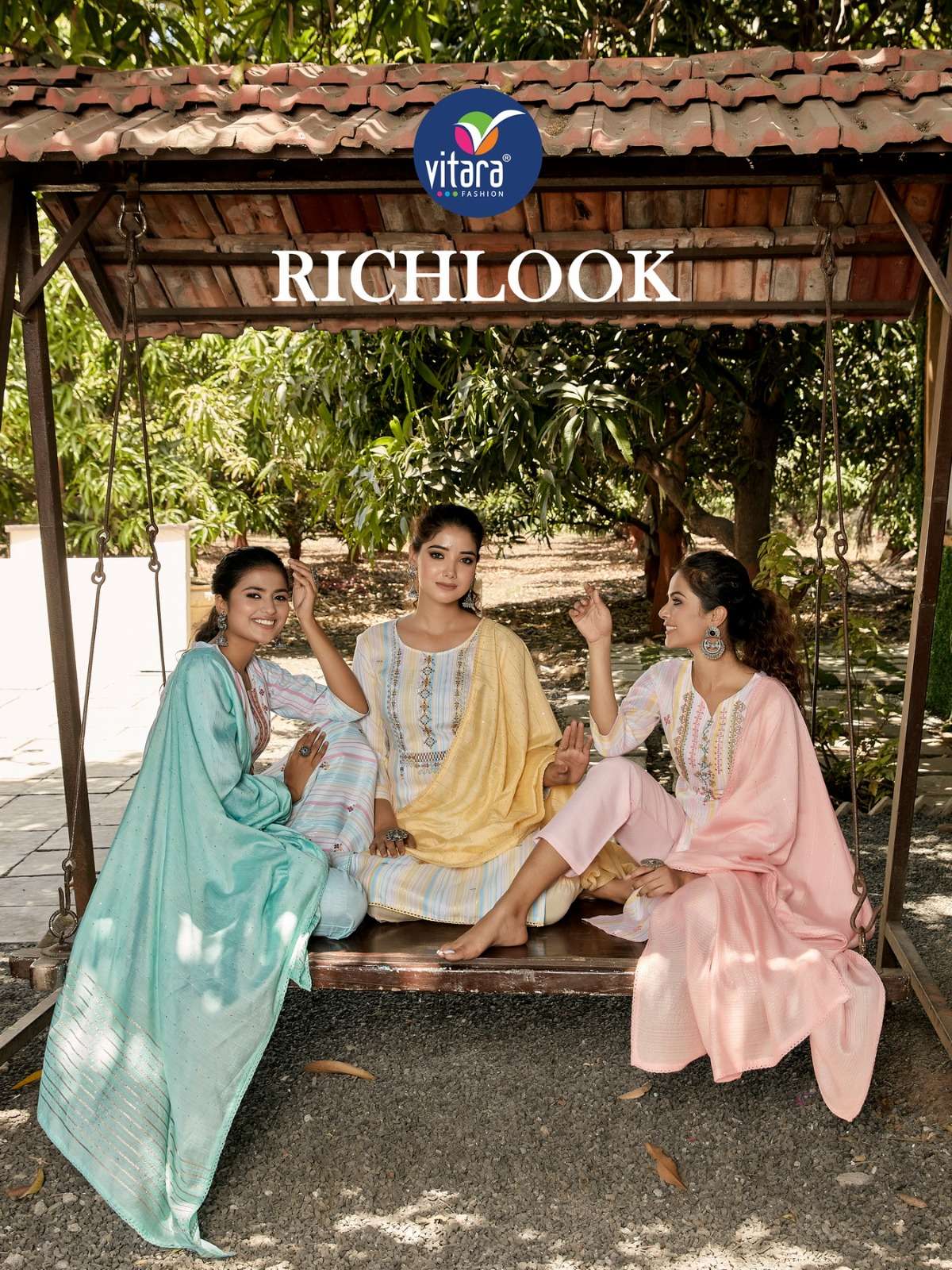 vitara fashion present richlook amazing designer kurti with pant and dupatta