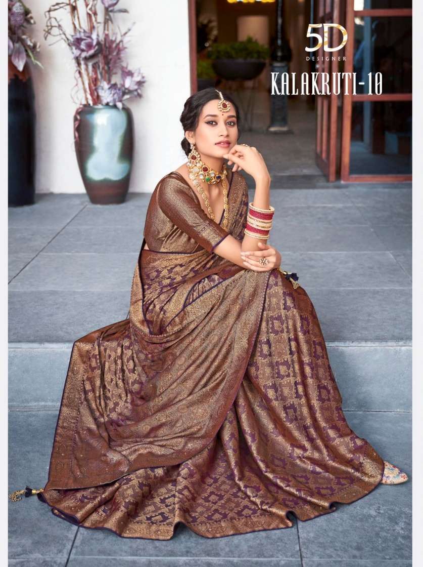 5d designer present kalakruti vol 10 designer swaroski work sarees collection 