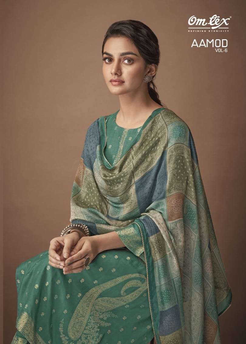 aamod vol 6 by omtex festive wear salwar kameez with digital print dupatta collection 