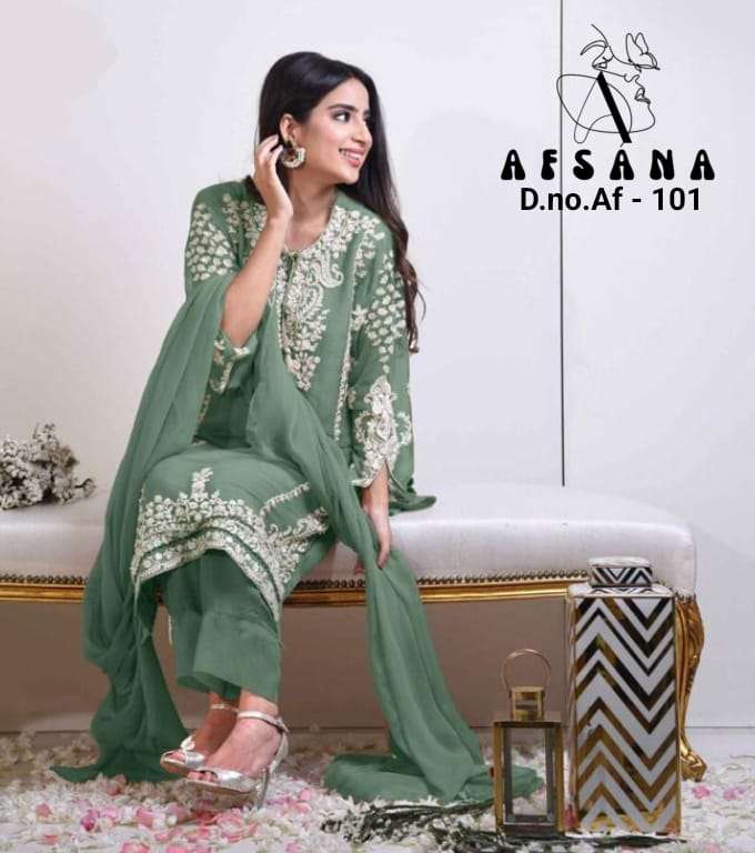 afsana 101 handwork stylish pattern pakistani kurti with pant and dupatta