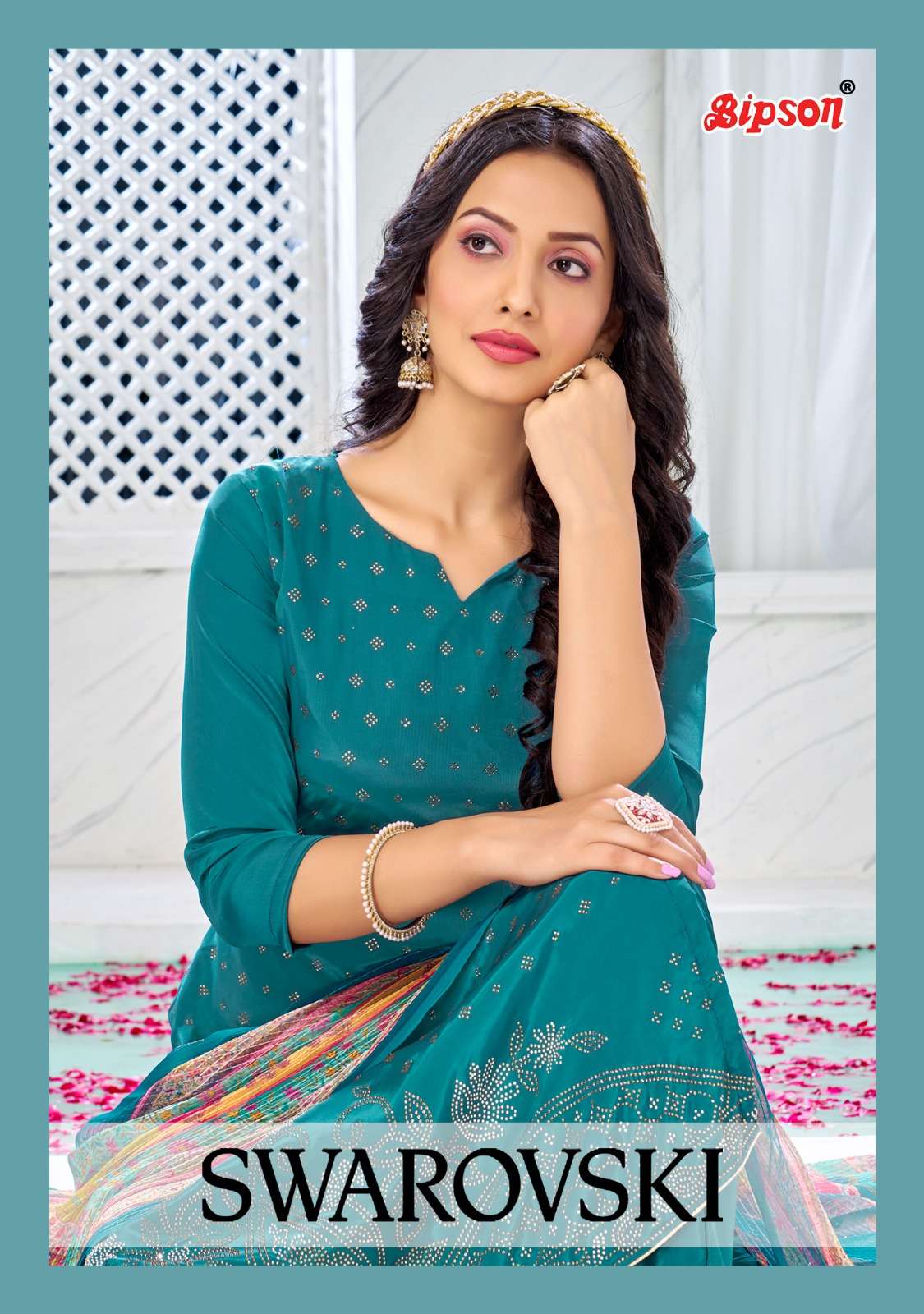 bipson swarovski 2156-2158 premium designer work unstitch salwar kameez with digital dupatta wholesaler 