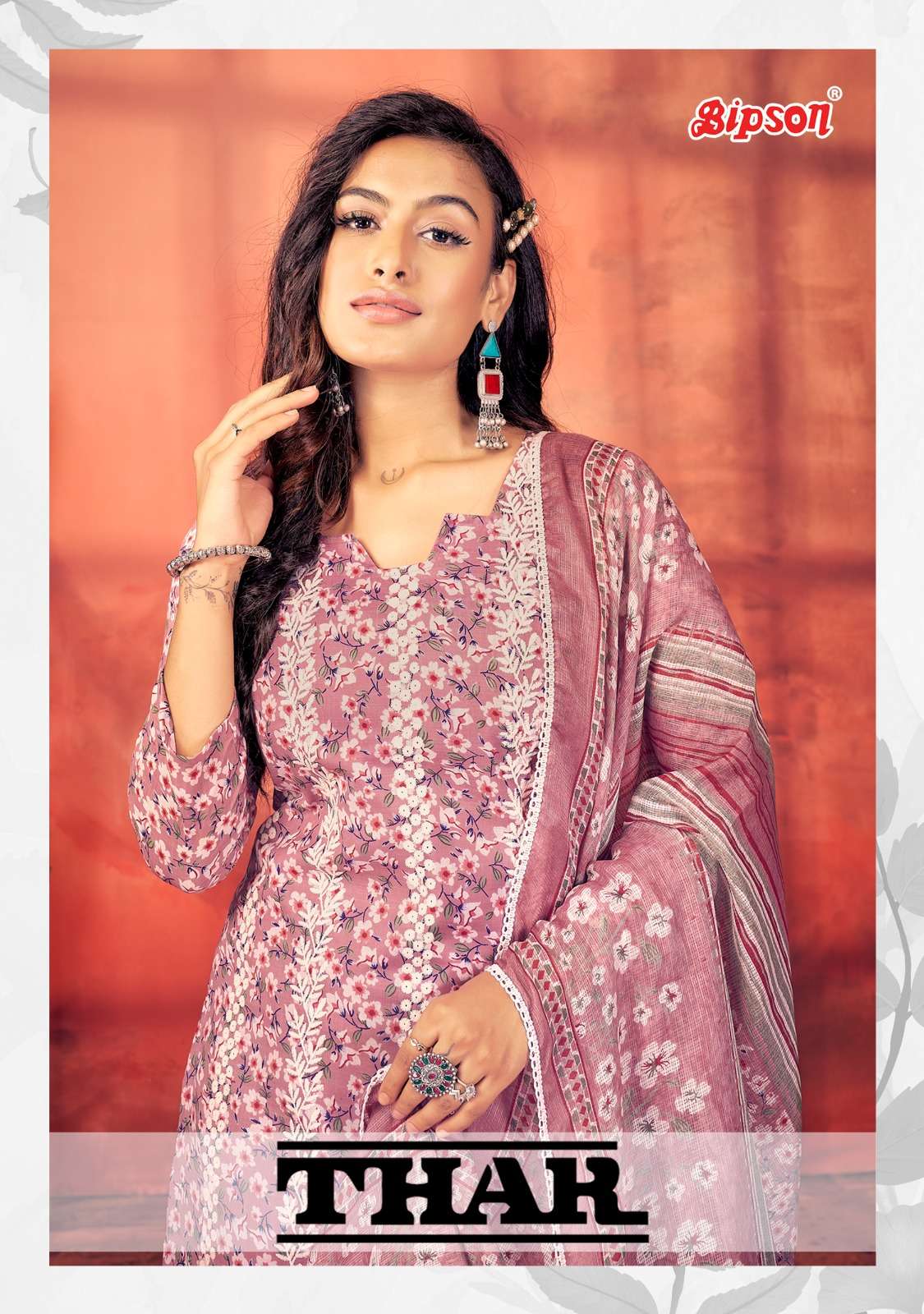 bipson thar 2208-2209 printed white thread work salwar kameez material 