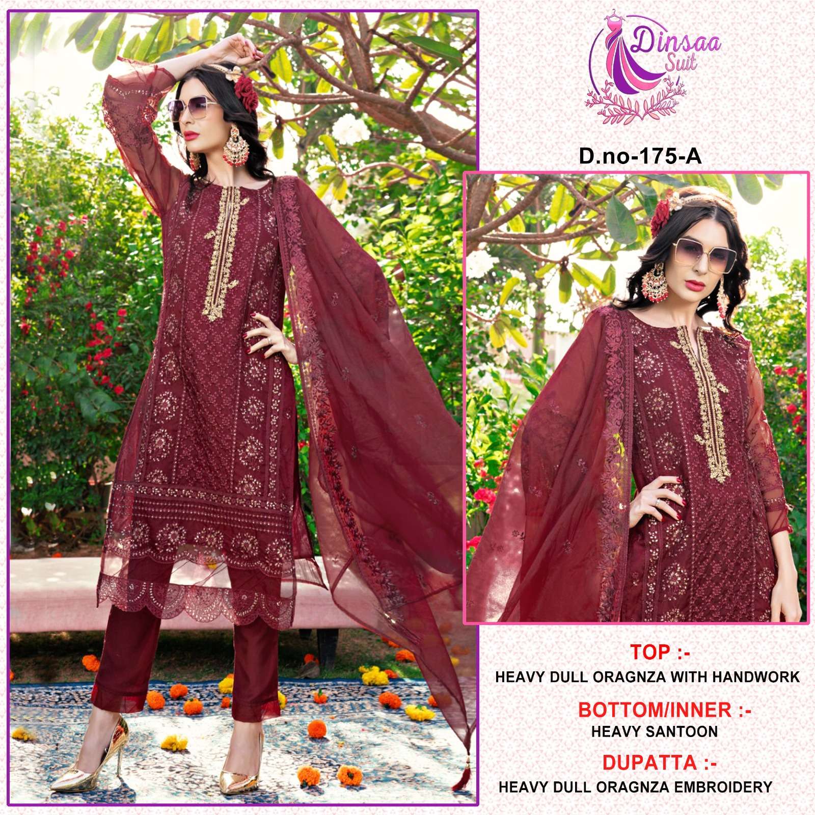 dinsaa suit 175 pakistani designer salwar kameez wholesaler