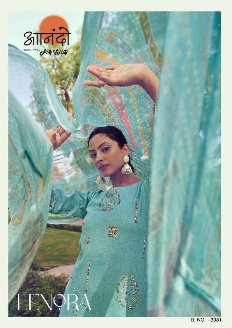 jay vijay anando lenora 3081 hand block print with handwork salwar kameez collection 