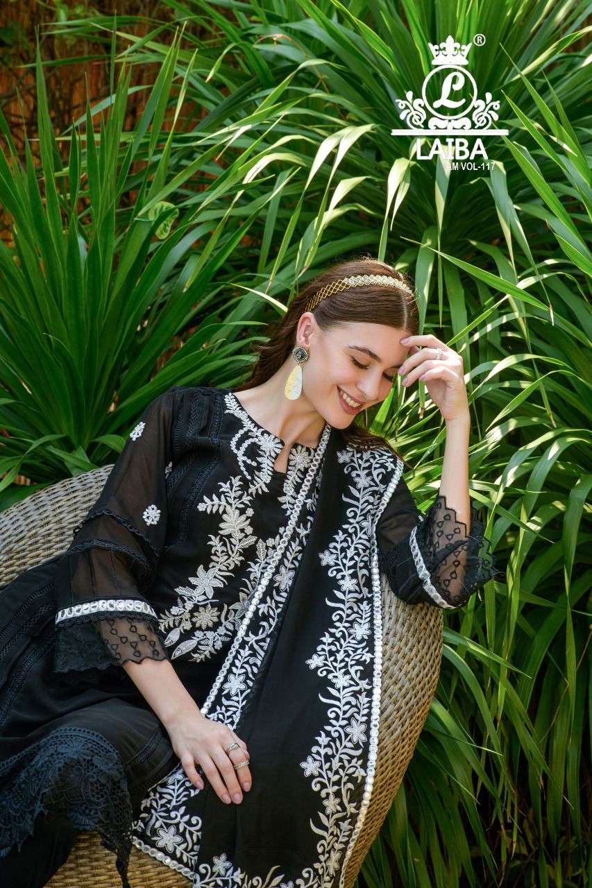 laiba am vol 117 black & white colour special pakistani readymade salwar kameez