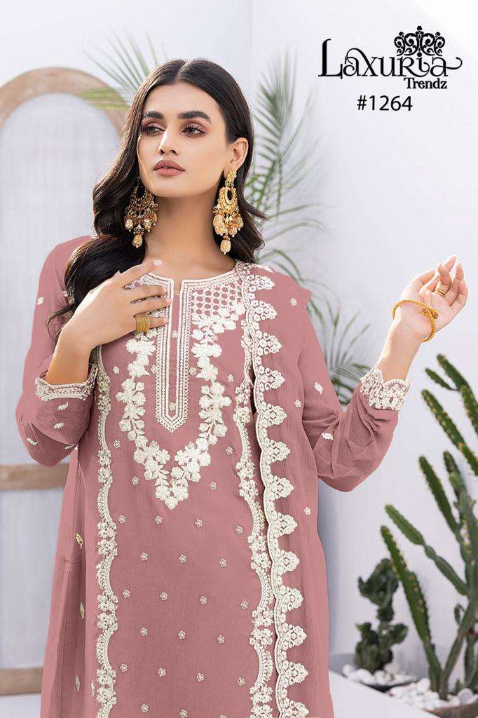 laxuria 1264 designer gorgeous embroidery work pakistani kurti with pant and dupatta