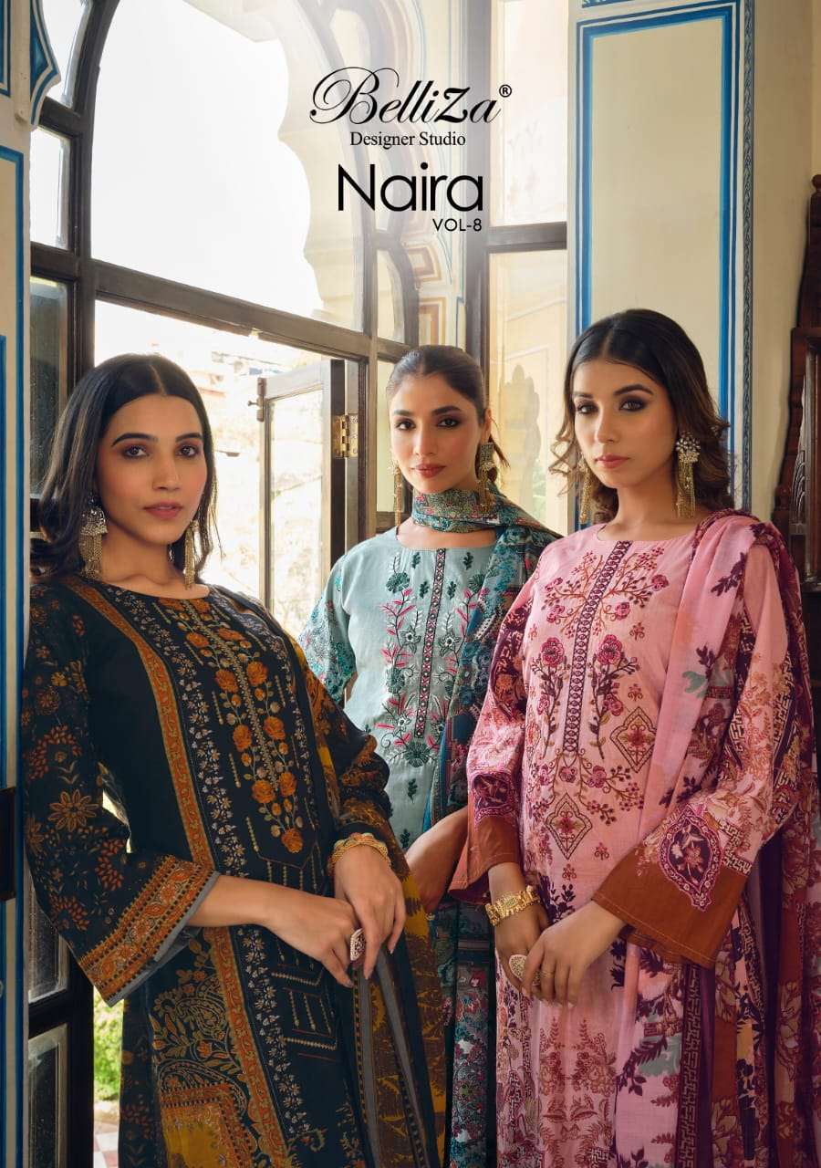 naira vol 8 by belliza designer amazing digital print with work salwar kameez wholesaler 