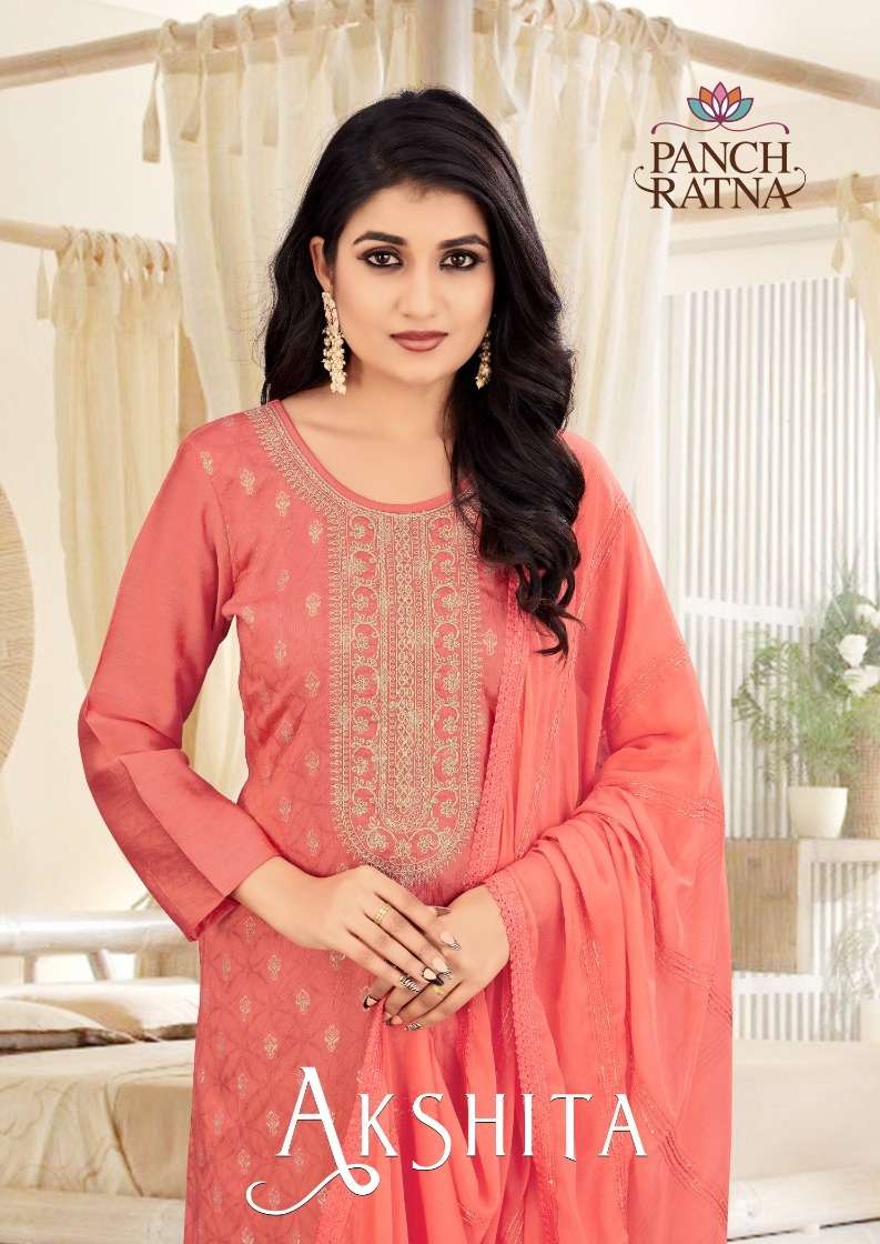 panch ratna present akshita adorable self jacquard salwar kameez material 