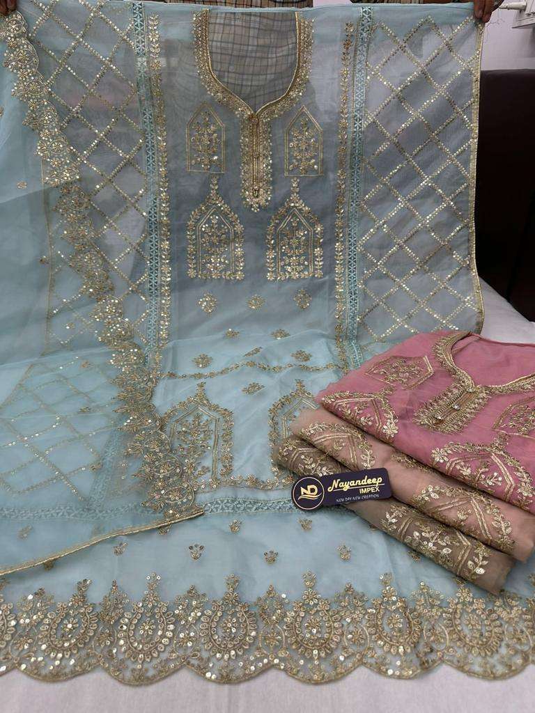 pr hike organza handwork pakistani salwar kameez materials