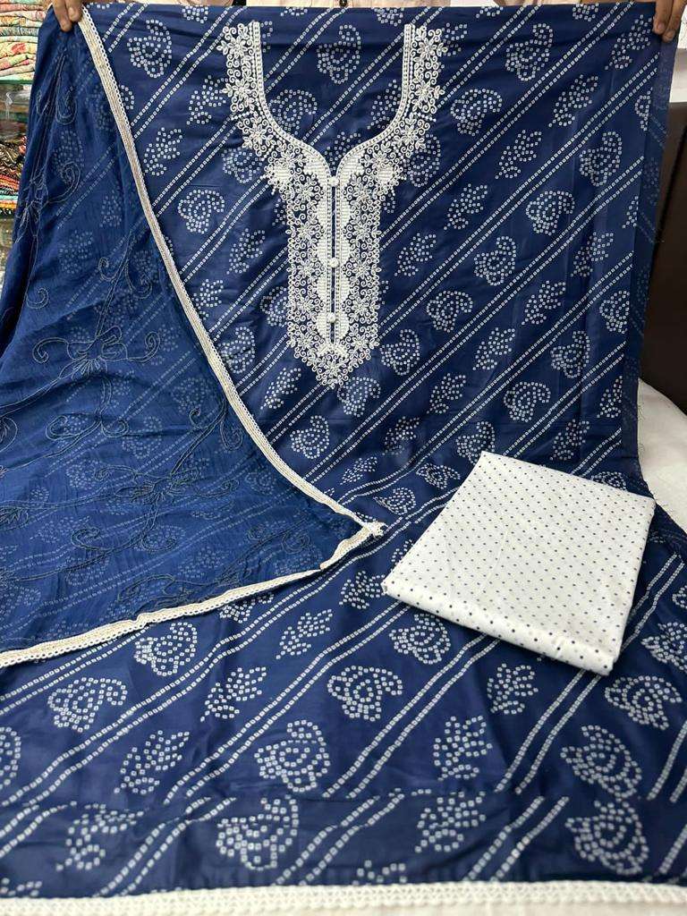 pr pure rayon top bandhani print unstitch salwar kameez 