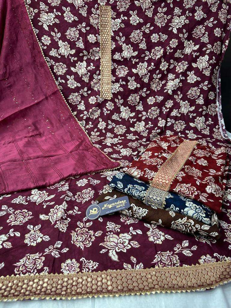 pr zomato series casual wear foil print salwar kameez material 