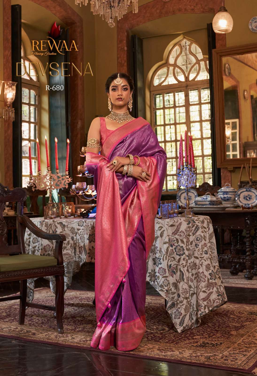 rewaa present devsena 680-688 wedding wear kanjivaram silk sarees supplier 