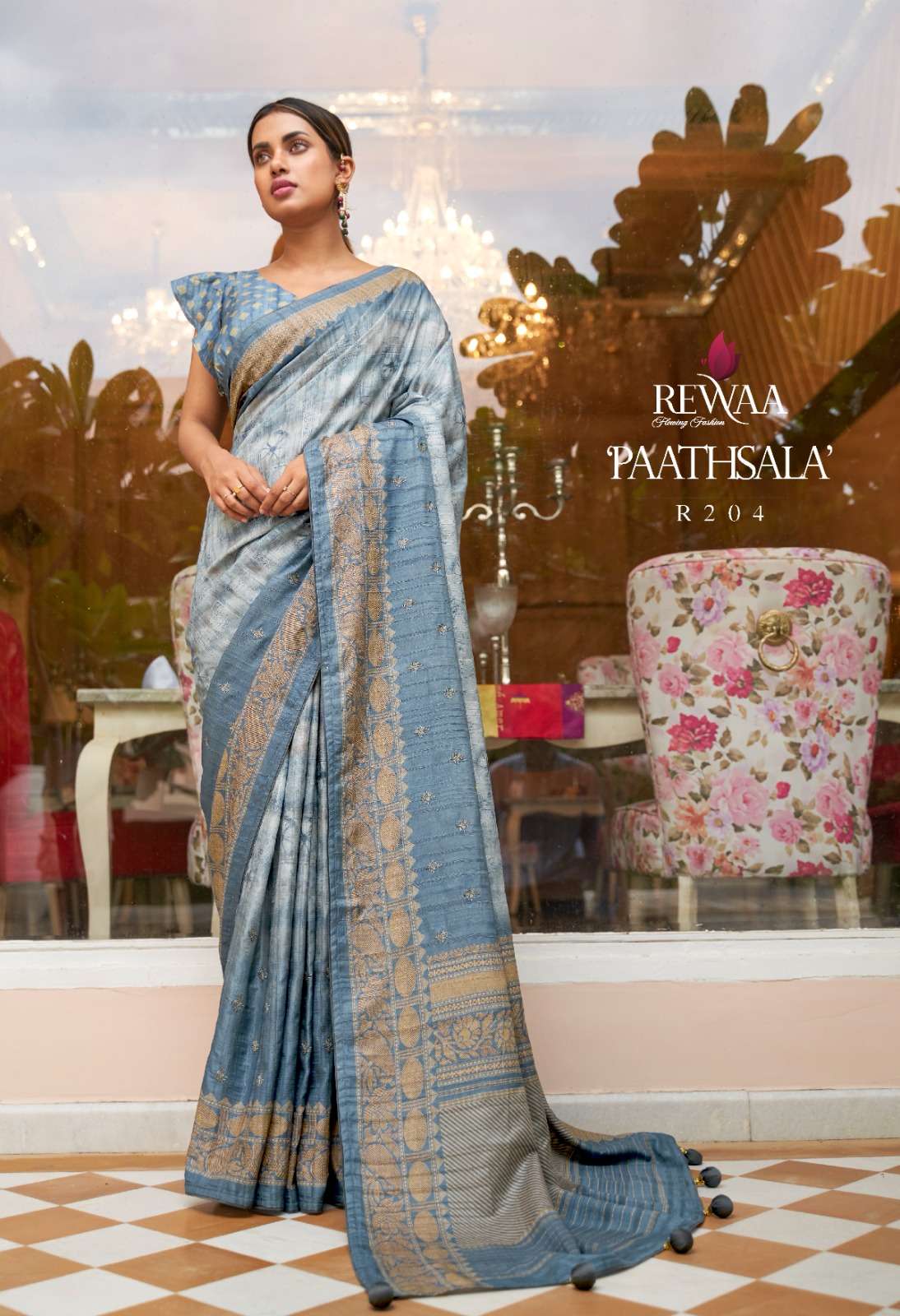 rewaa present paathsala 203-211 series fancy soft khadi silk sarees 