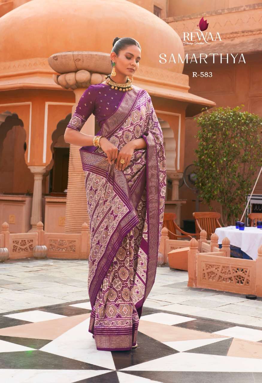 rewaa present samarthya 578-586 amazing digital print with mangum foil print sarees wholesaler 