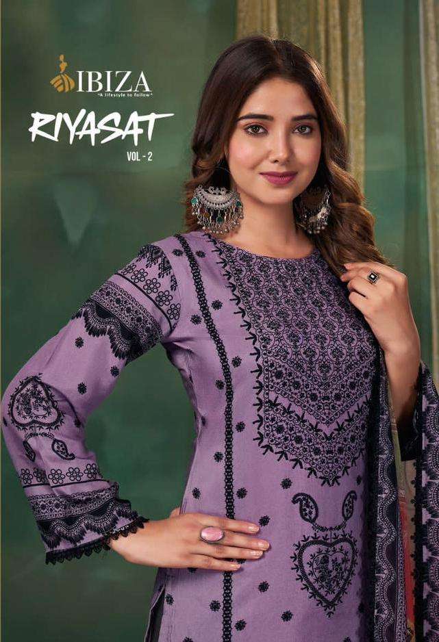 riyasat vol 2 by ibiza suit digital print with handwork pakistani salwar kameez material