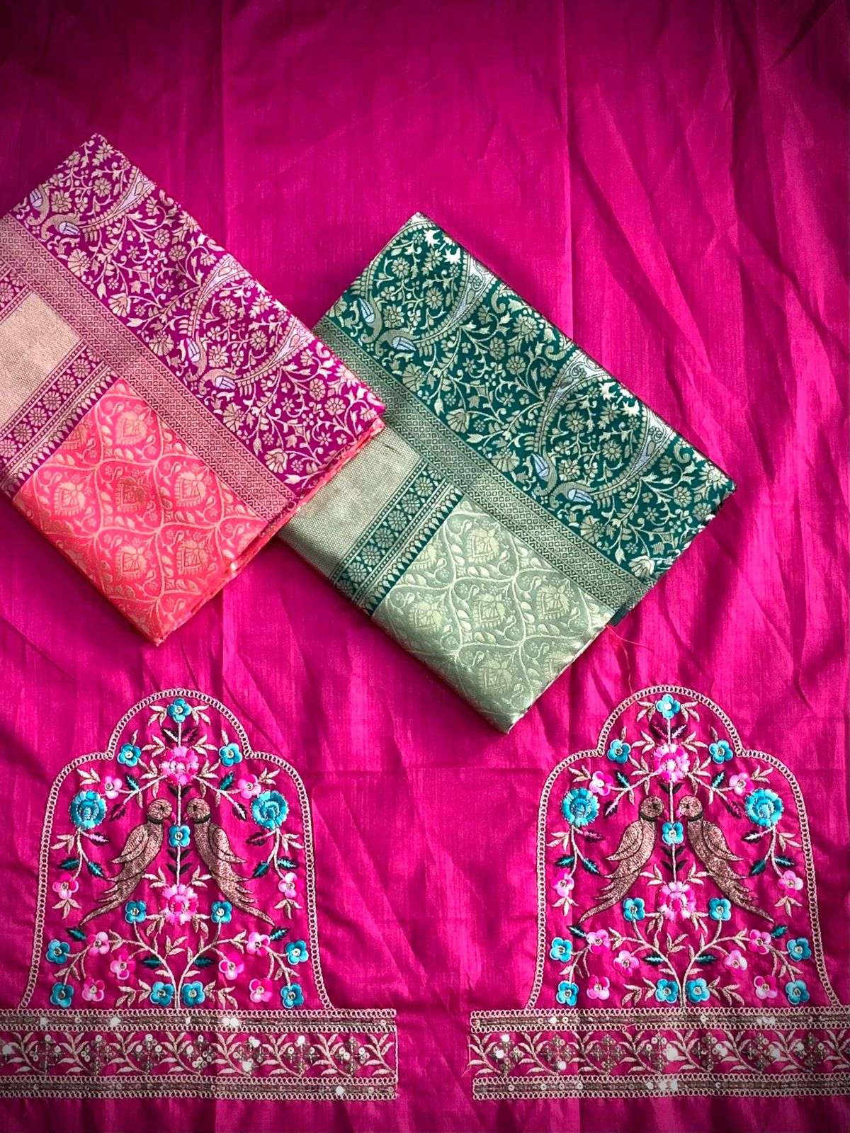 Roopam 2 Banarasi Weaving Silk Saree Blouse Satin Banglory with Heavy Embroidery work