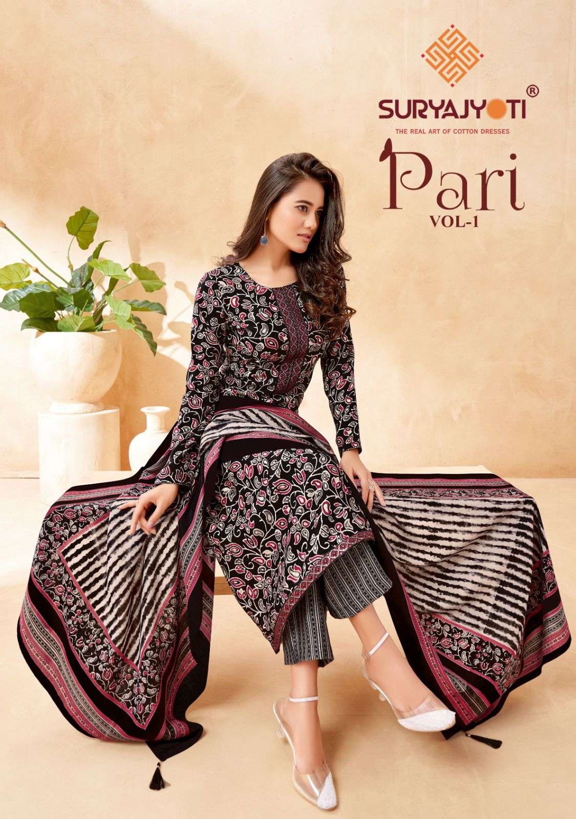 suryajyoti present pari vol 1 amazing foil print dress material 