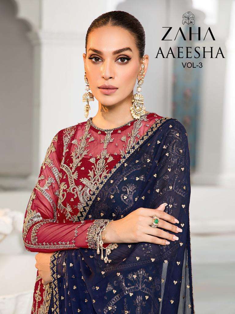 zaha aaeesha vol 3 10117 colours festive wear pakistani salwar kameez collection 