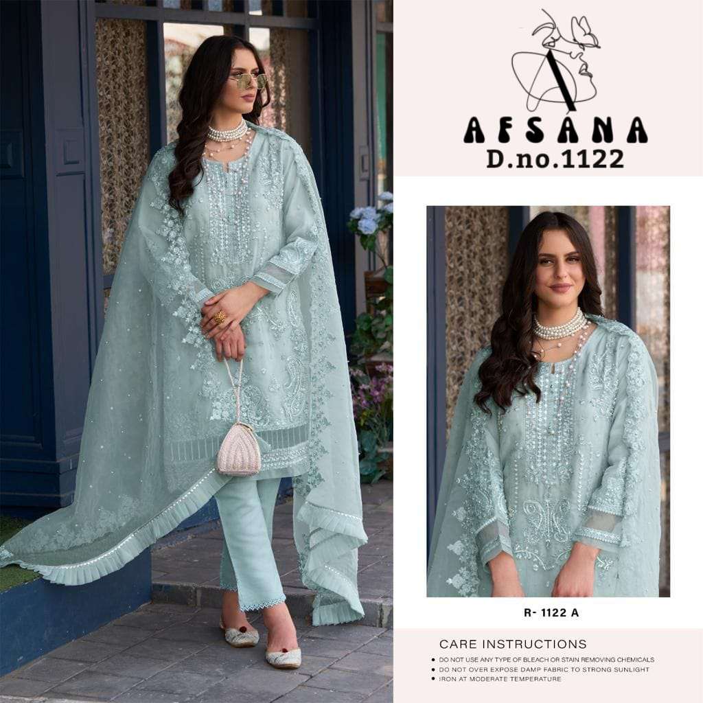 afsana 1122 designer work beautiful pakistani kurti with pant and dupatta  