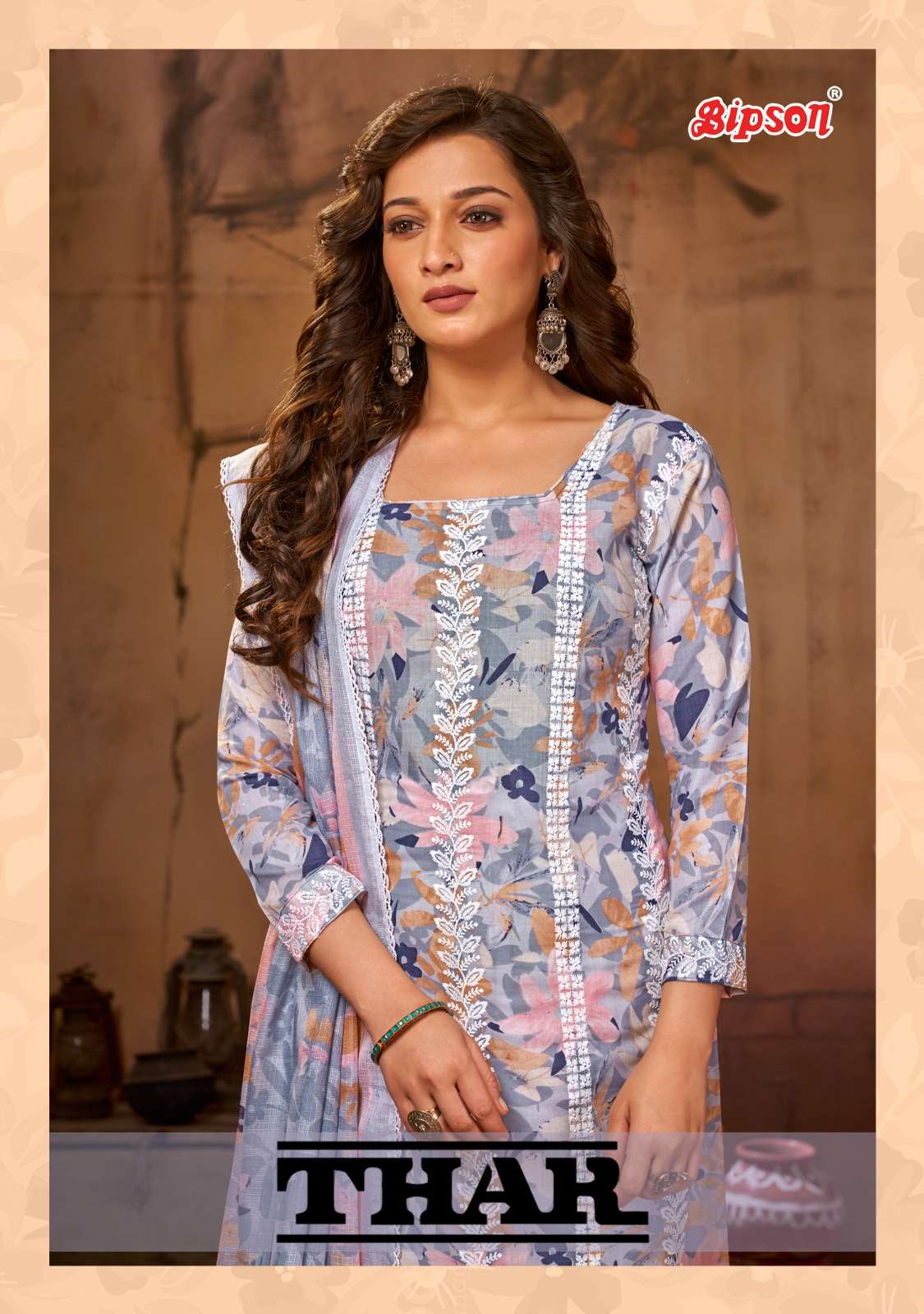 bipson thar 2254-2255 amazing white thread work cotton ladies suits collection 