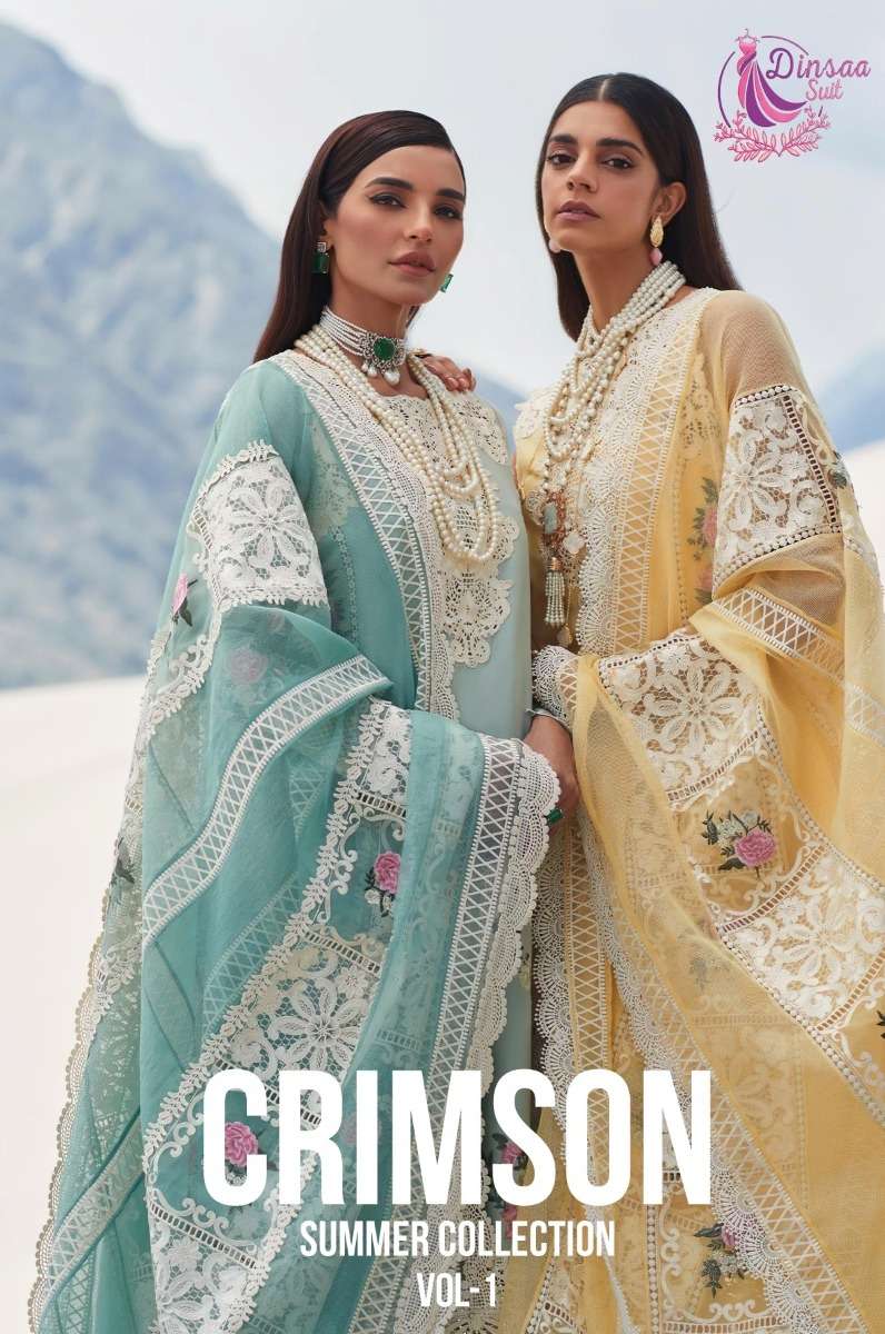 dinsaa suit crimson summer collection vol 1 fancy cotton pakistani salwar kameez material 