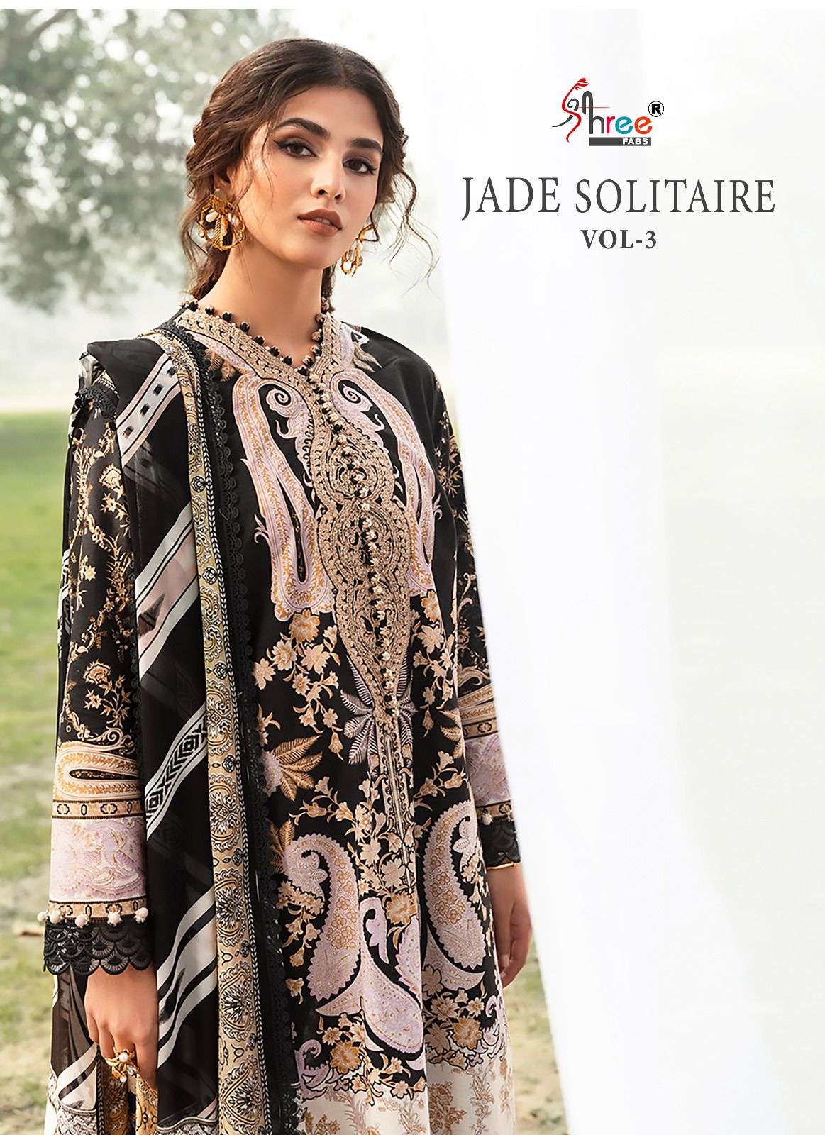 jade solitaire vol 3 by shree fabs amazing print with patch embroidery pakistani salwar kameez supplier 