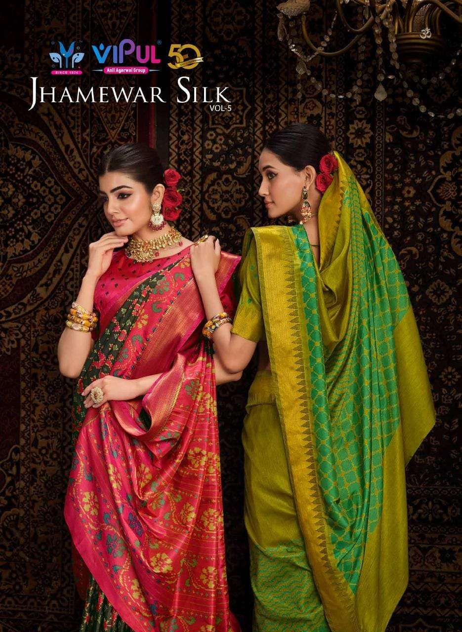 jhamewar silk vol 5 by vipul fashion soft silk patola sarees collection 